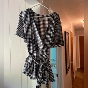 EUC Gingham Wrap Top from LOFT